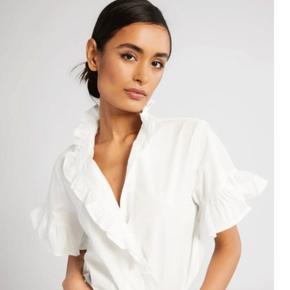 Show‎ Me Your MuMu White Ruffle Top - Size Small 🤍
